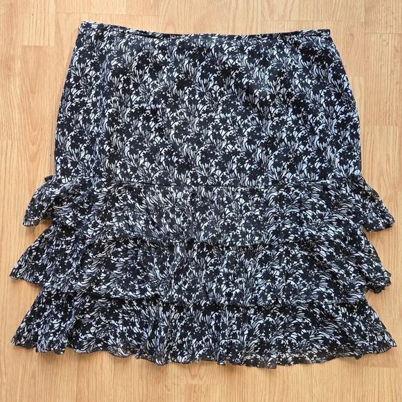 NWOT Ann Taylor Women Silk Floral Tiered Skirt 14 Sheer Whimsigoth Fairy Cottage - Picture 5 of 9
